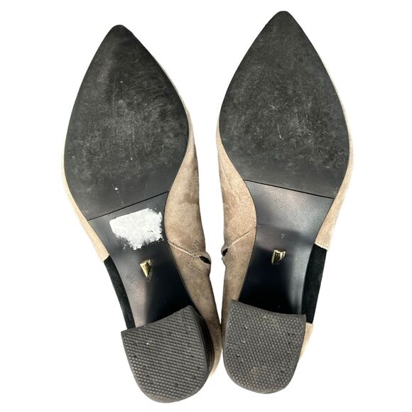 Shoes Of Prey Booties Womens 7 Tan Suede Leather Heeled Ankle Boots Pointed Toe - Picture 11 of 14